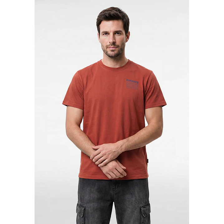 Polera Letras Relaxed Hombre Naranja 1
