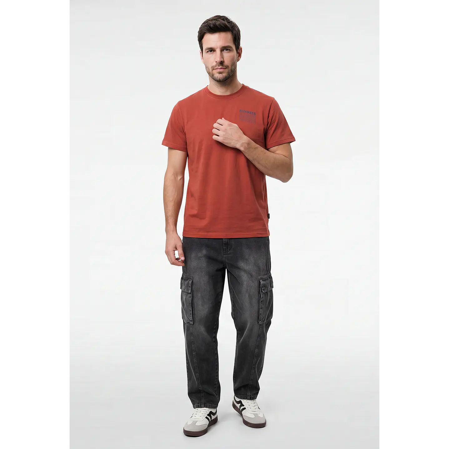 Polera Letras Relaxed Hombre Naranja 4