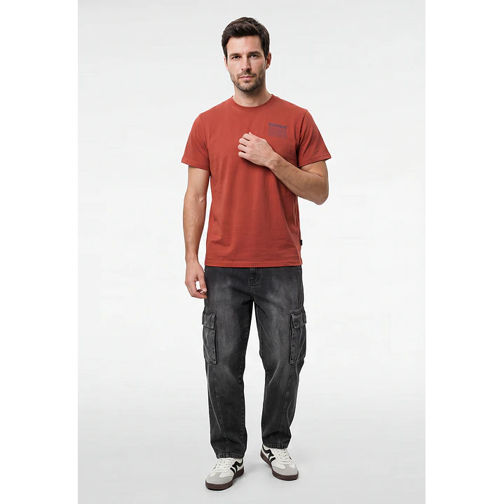 Polera Letras Relaxed Hombre Naranja 4