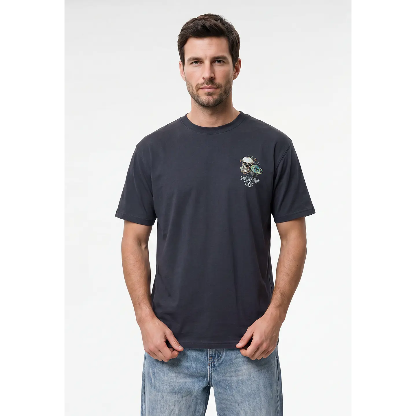 Polera Calavera Hombre Azul 2