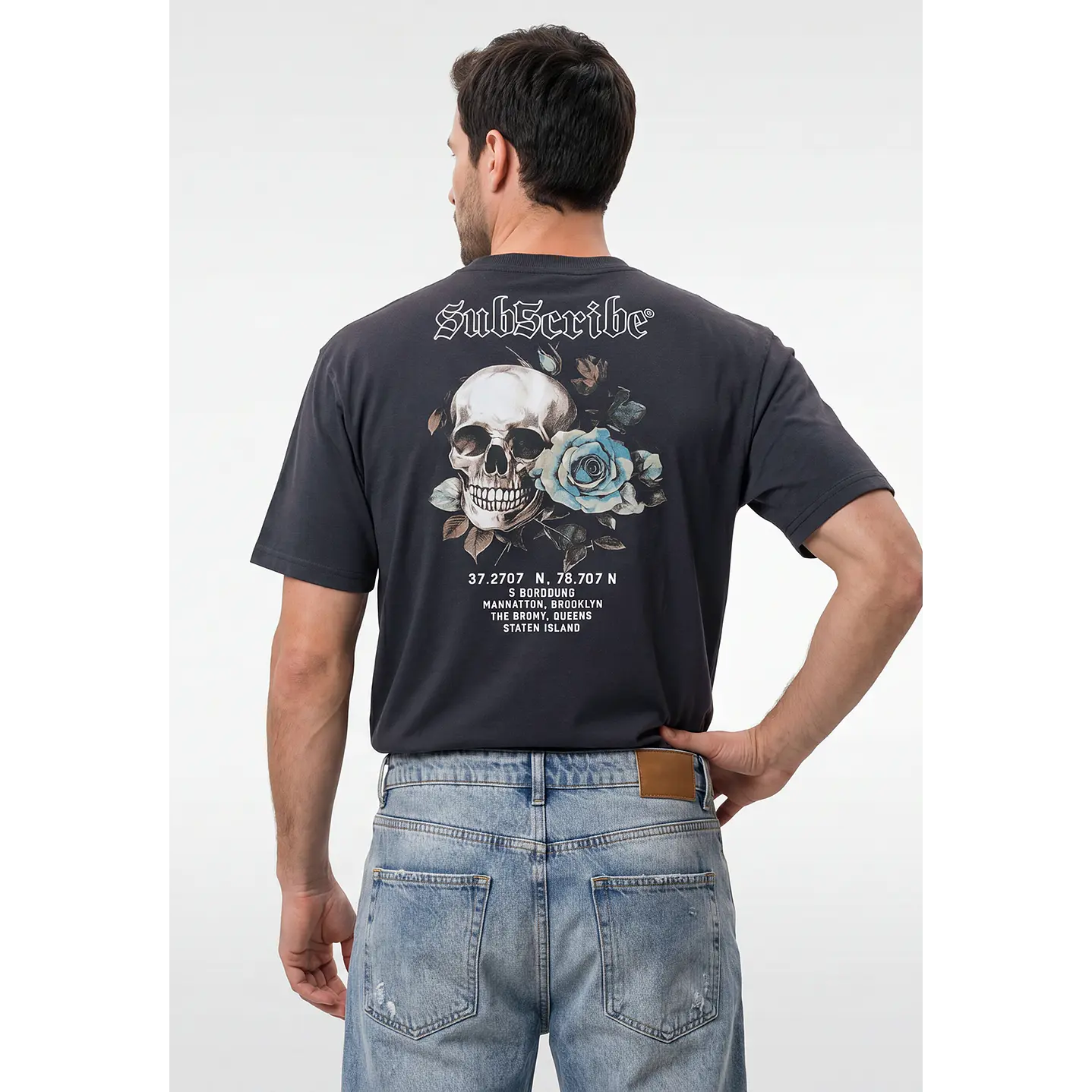 Polera Calavera Hombre Azul 1
