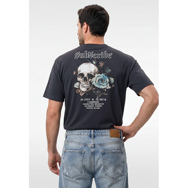 Polera Calavera Hombre Azul 3