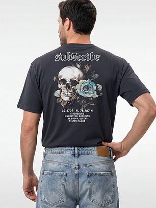 Polera Calavera Hombre Azul