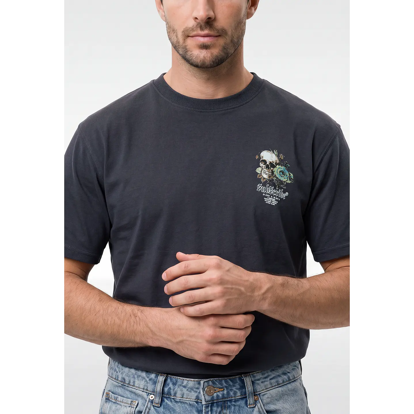 Polera Calavera Hombre Azul 4