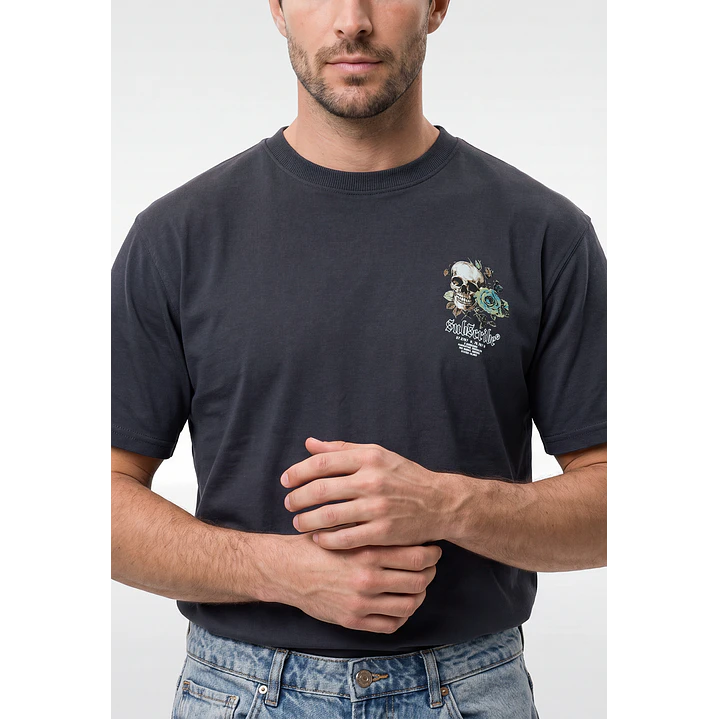 Polera Calavera Hombre Azul 2