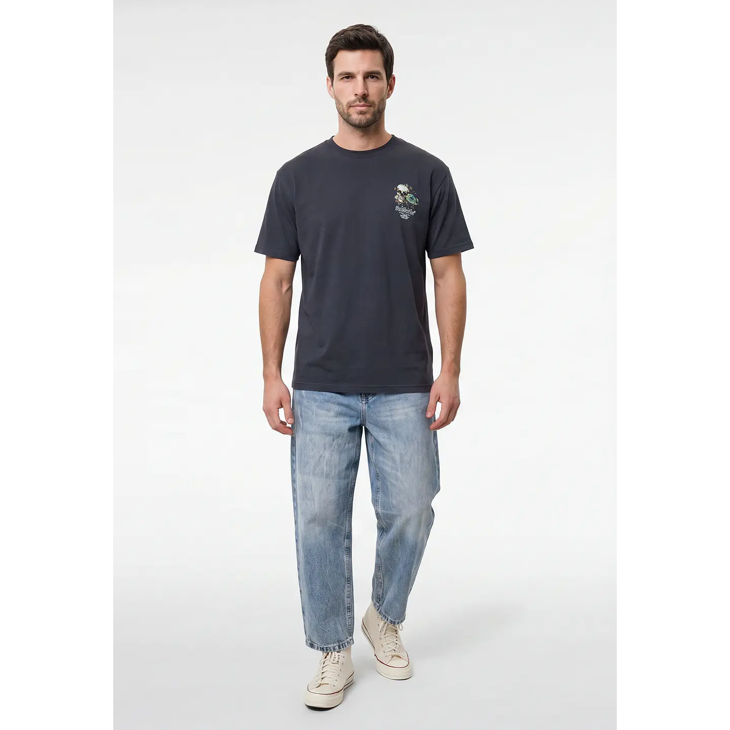 Polera Calavera Hombre Azul 3