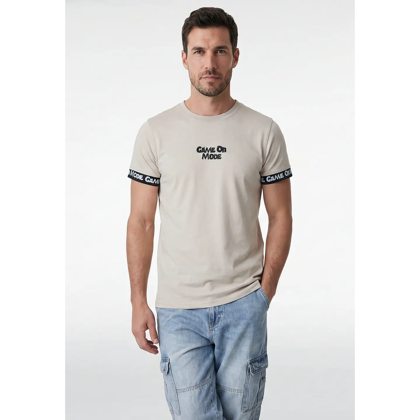 Polera Elasticada Hombre Beige 1