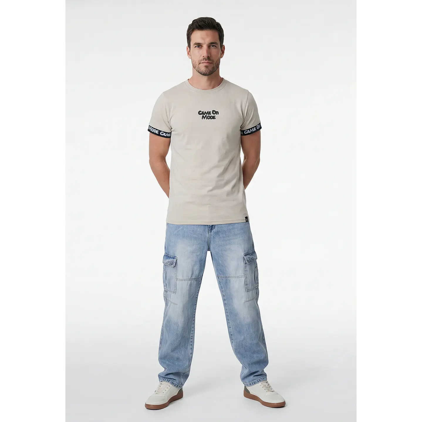 Polera Elasticada Hombre Beige 4