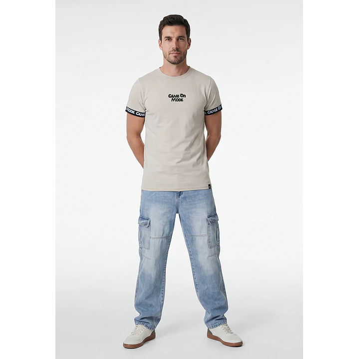 Polera Elasticada Hombre Beige 4