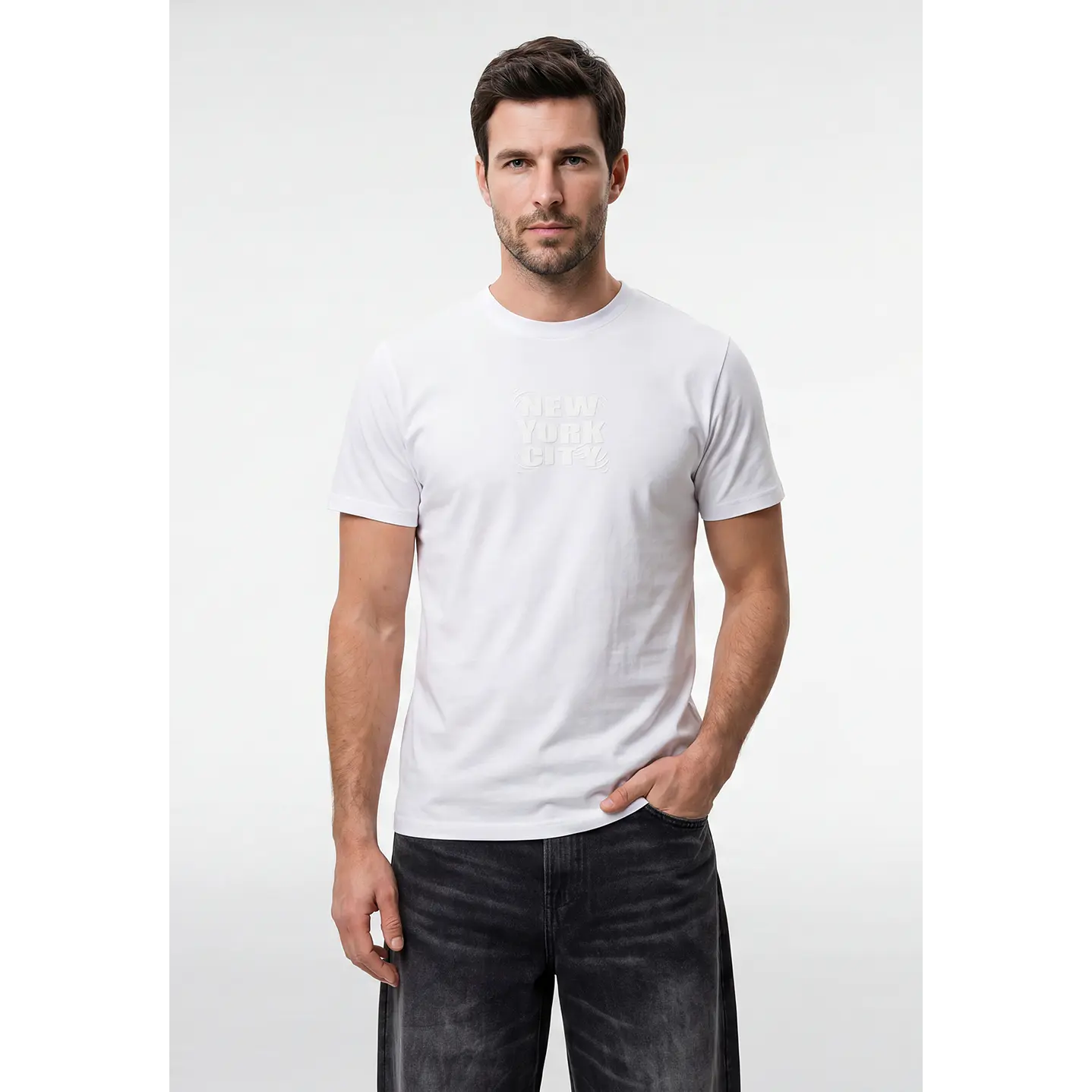 Polera New York Hombre Blanco 1