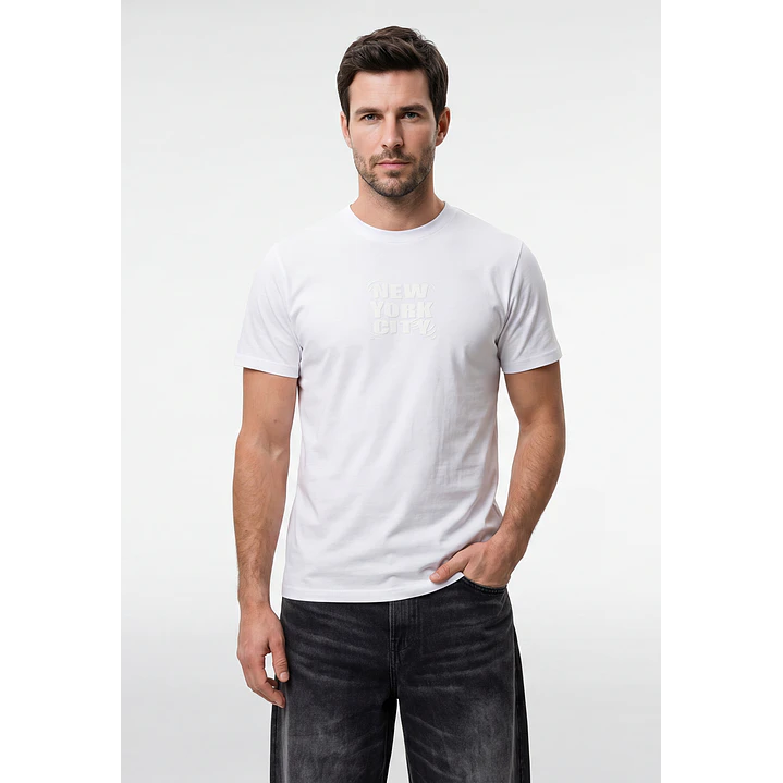 Polera Pique Hombre Blanco 1