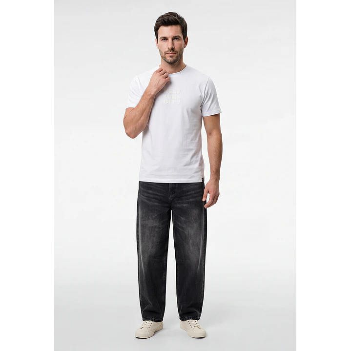 Polera Pique Hombre Blanco 4