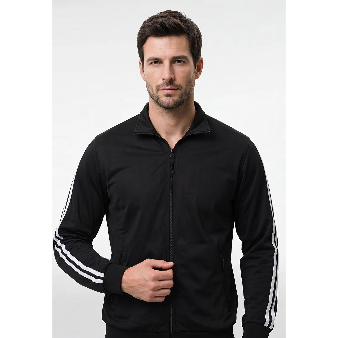 Polerón Con Cierre Moda Hombre Negro 2