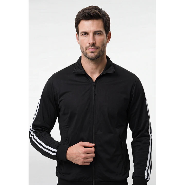 Polerón Con Cierre Moda Hombre Negro 2