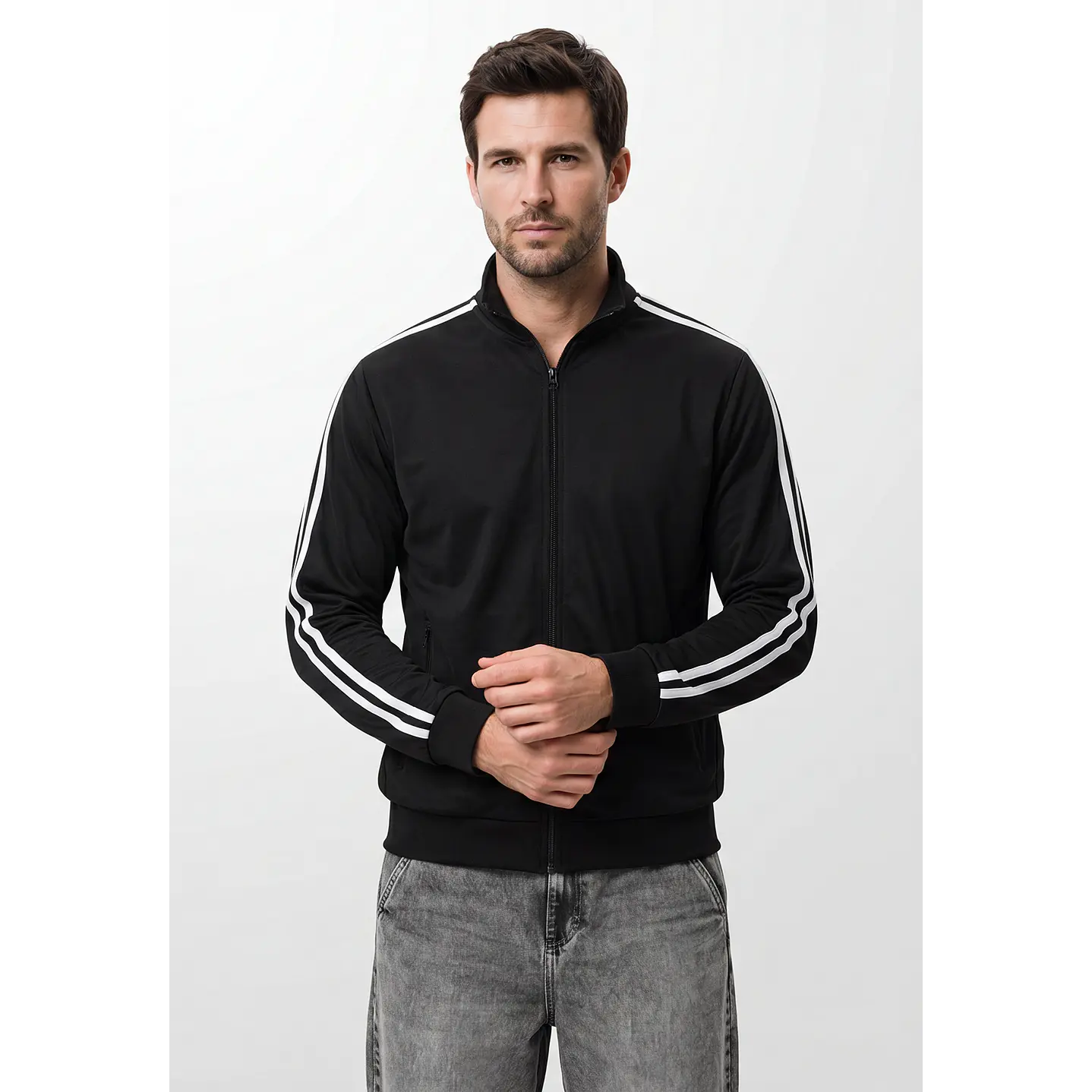 Polerón Con Cierre Moda Hombre Negro 1
