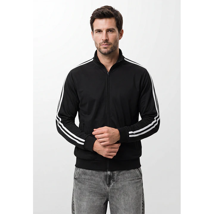Polerón Con Cierre Moda Hombre Negro 1
