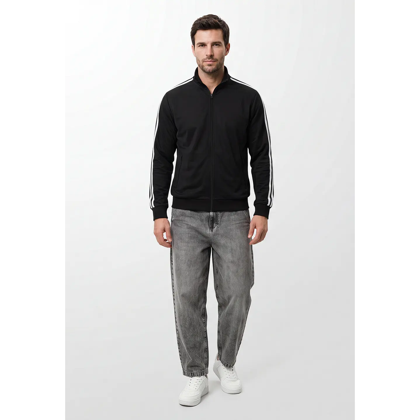 Polerón Con Cierre Moda Hombre Negro 4