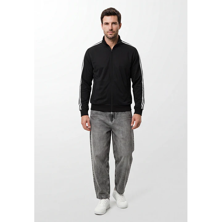 Polerón Con Cierre Moda Hombre Negro 4