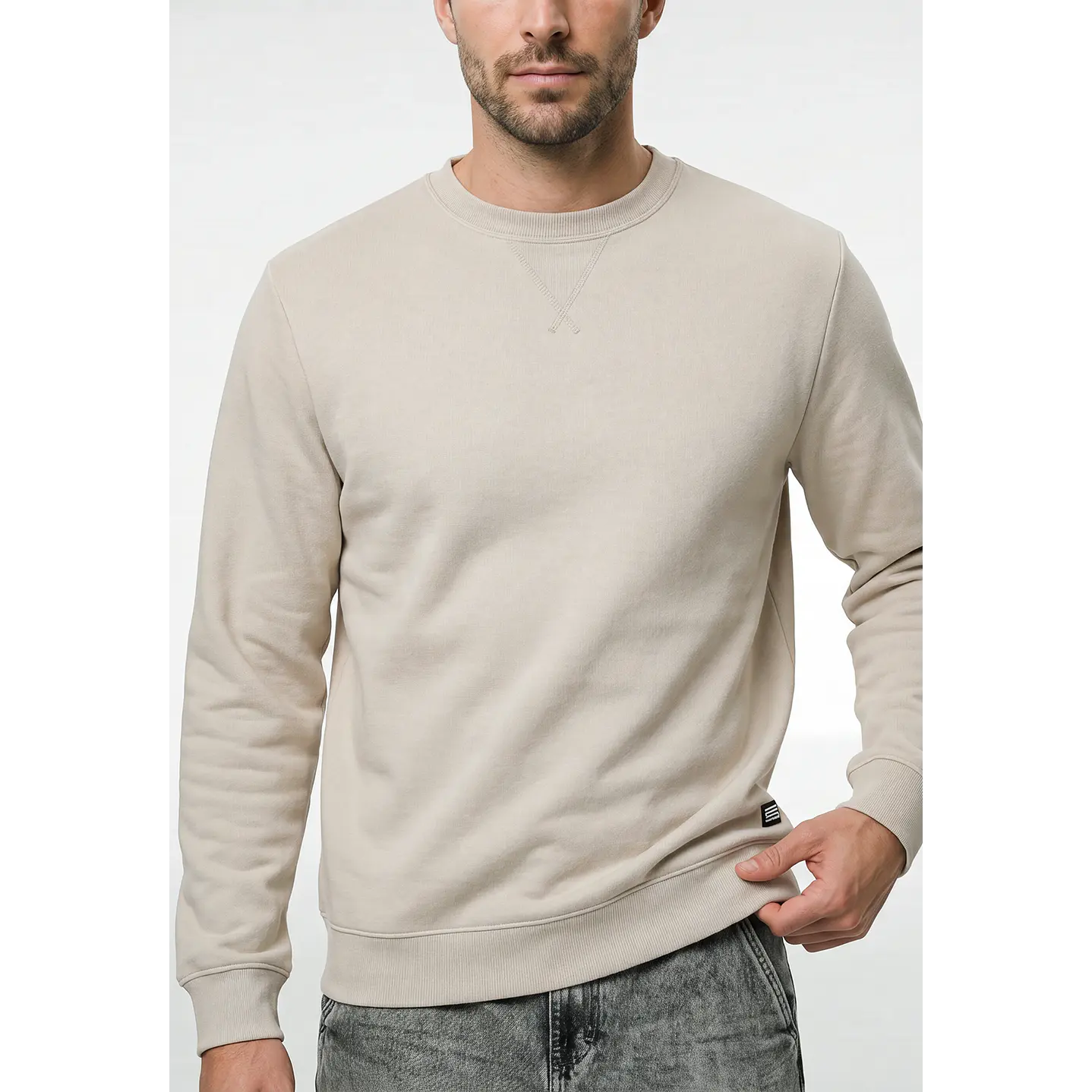 Polerón Básico Hombre Beige 2