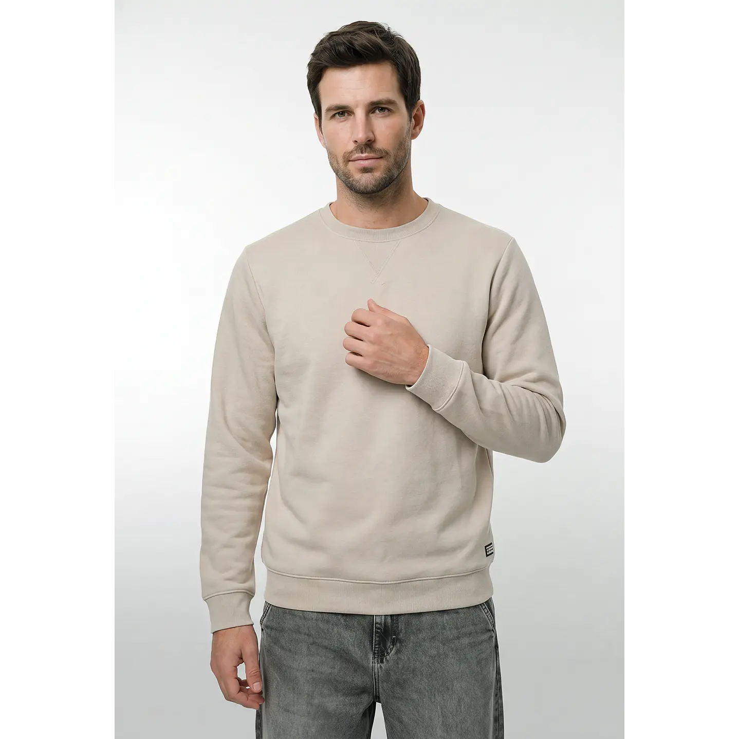 Polerón Básico Hombre Beige 1