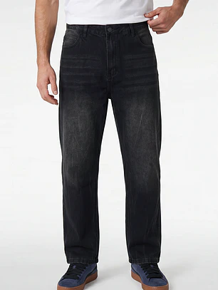 Jeans Corte Baggy Hombre Negro