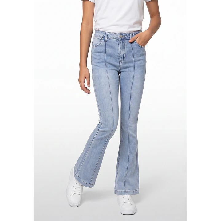Jeans Costuras Flare Lola Azul 1