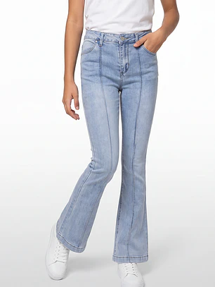 Jeans Costuras Flare Lola Azul