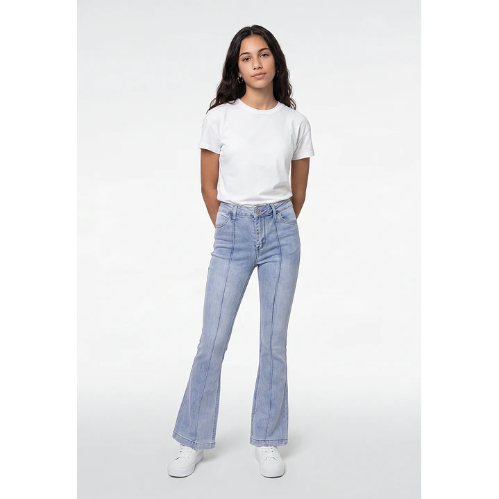 Jeans Costuras Flare Lola Azul 3