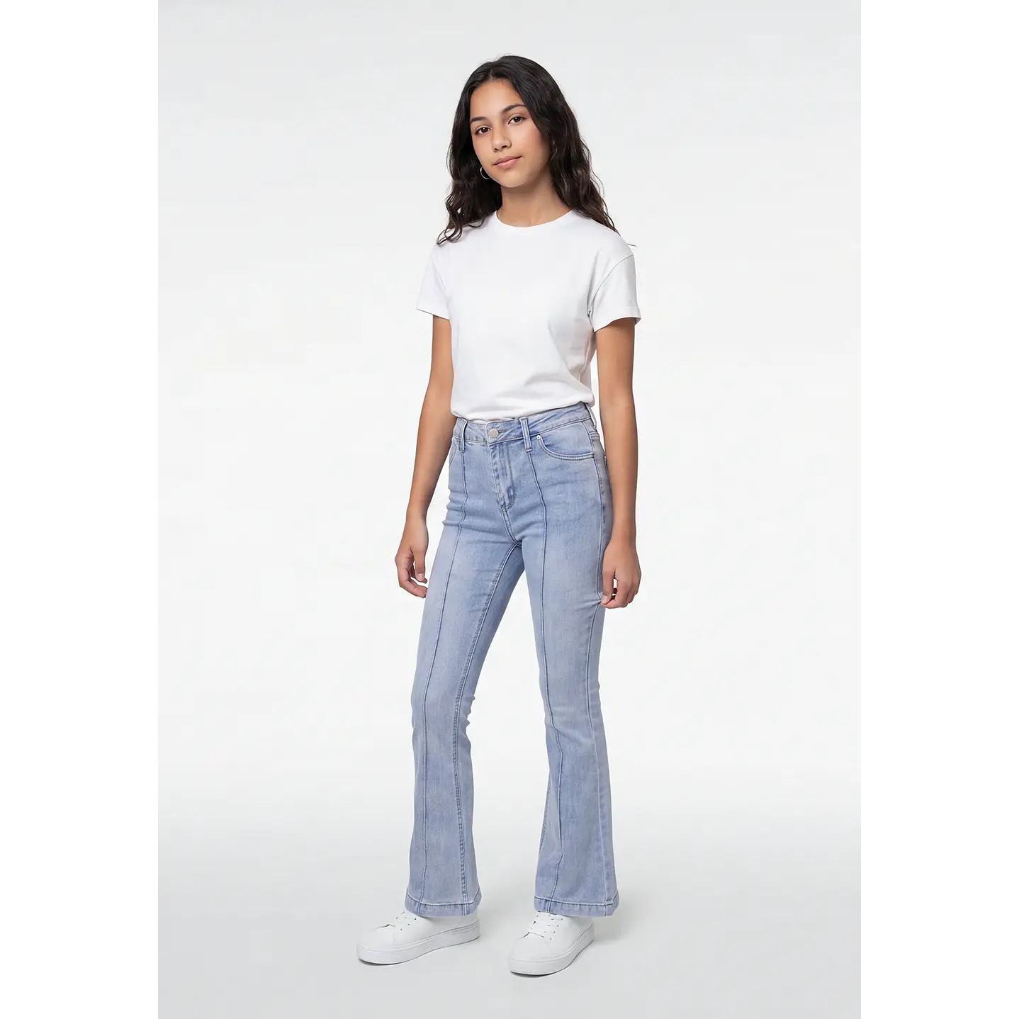Jeans Costuras Flare Lola Azul 4