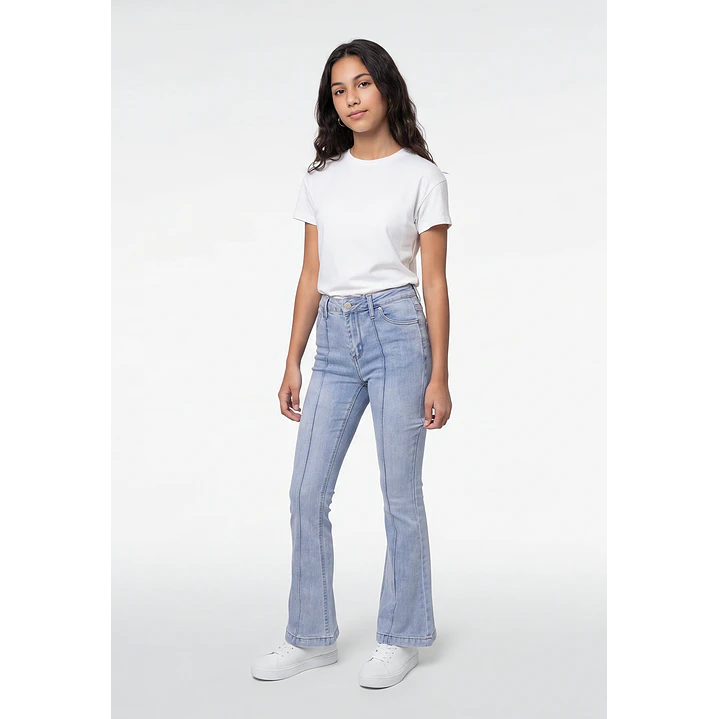 Jeans Costuras Flare Lola Azul 4