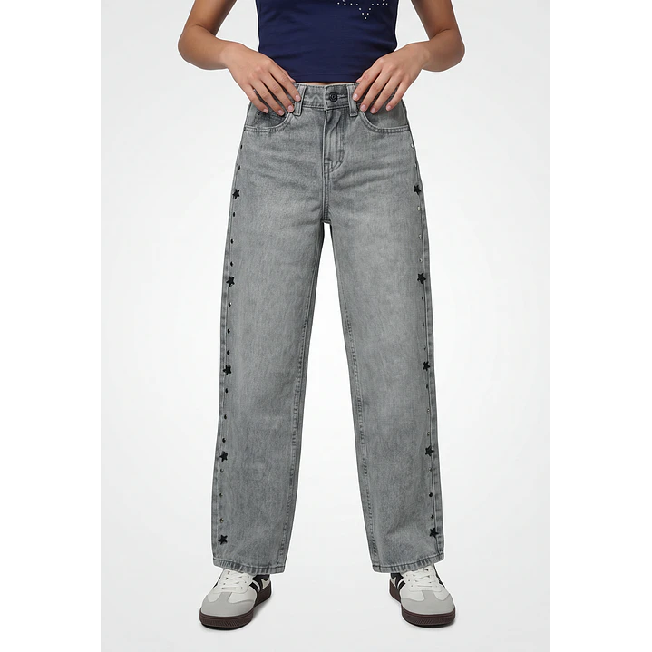 Jeans Tachas Baggy Lola Gris 1