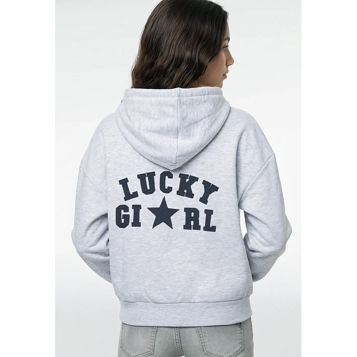 Polerón Bordado Lucky Girl Lola Gris 3