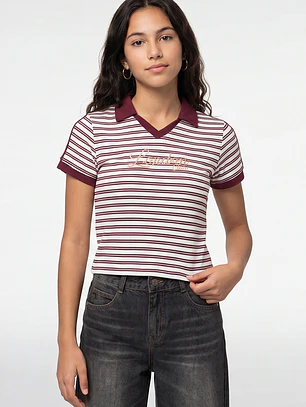 Polera Bordada Lola Burdeo