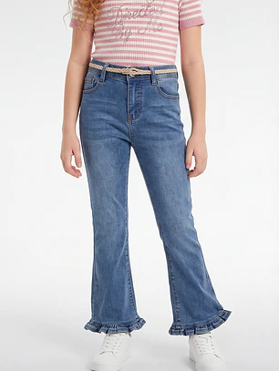 Jeans Con Basta Flare Niña Azul
