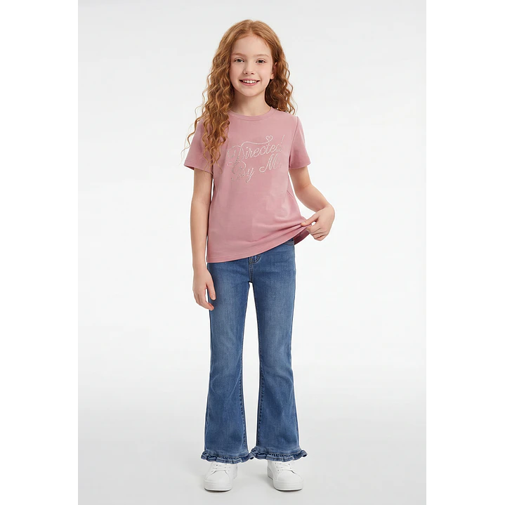 Jeans Con Basta Flare Niña Azul 4