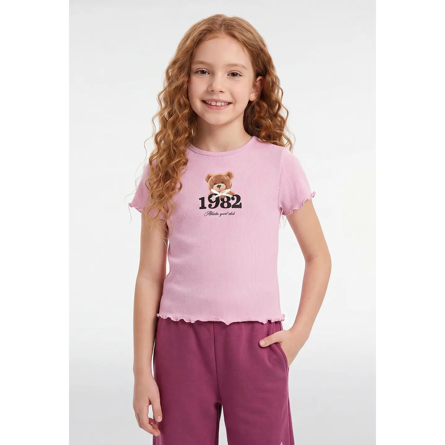 Polera Rib Oso Niña Rosado 1
