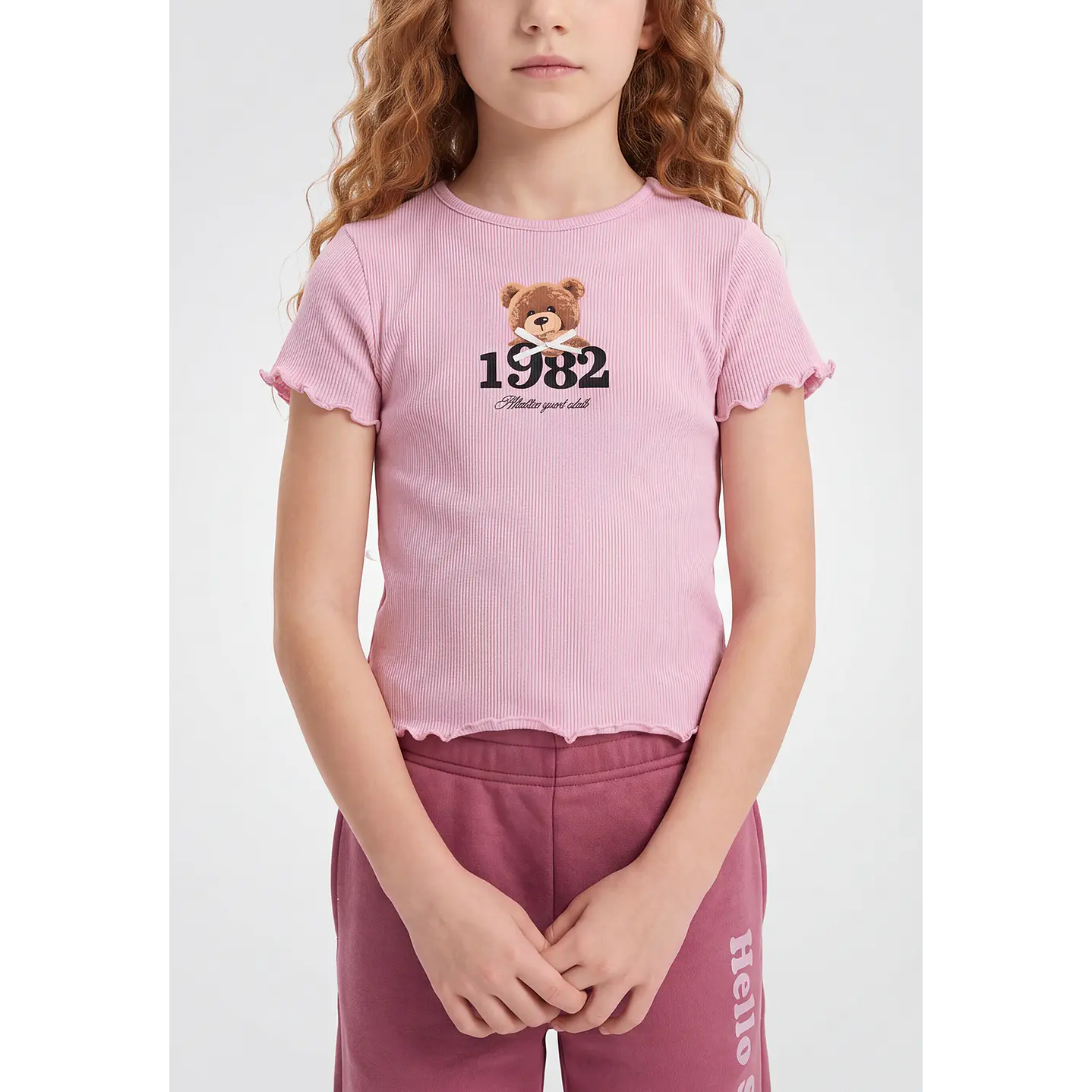 Polera Rib Oso Niña Rosado 2
