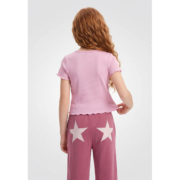 Polera Rib Oso Niña Rosado 3