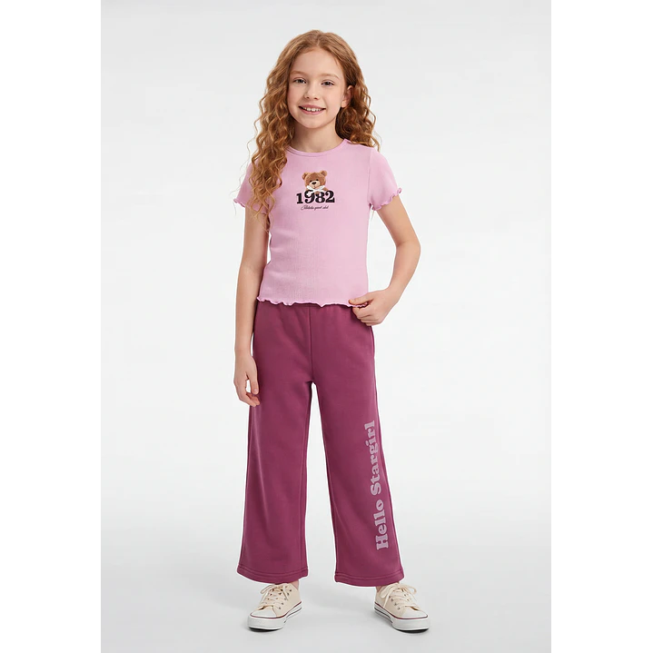 Polera Rib Oso Niña Rosado 4