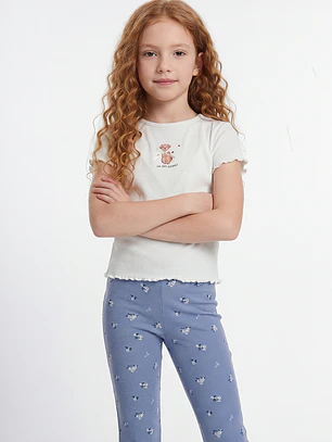 Polera Rib Oso Niña Crudo