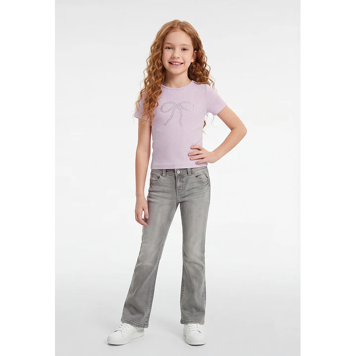 Polera Rib Tachas Niña Rosado 4