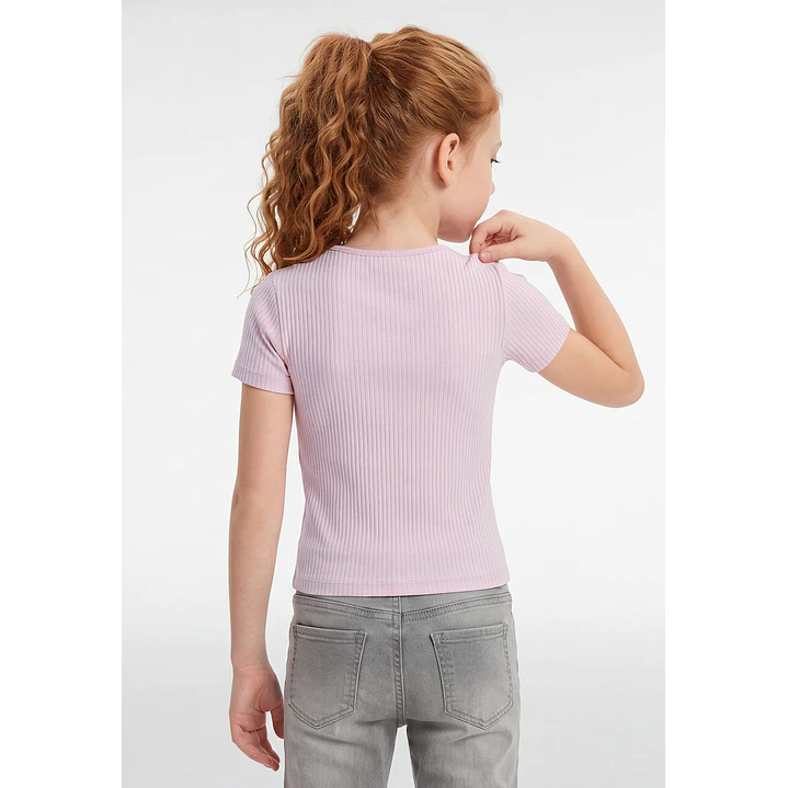 Polera Rib Tachas Niña Rosado 3