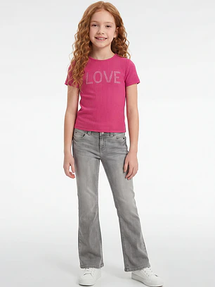 Polera Rib Tachas Niña Fucsia