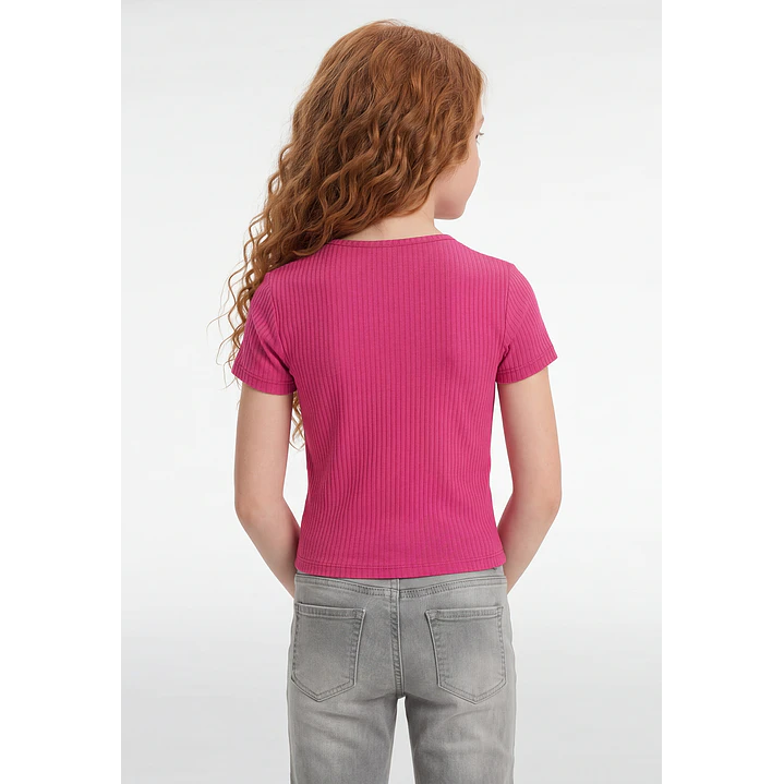 Polera Rib Tachas Niña Fucsia 4