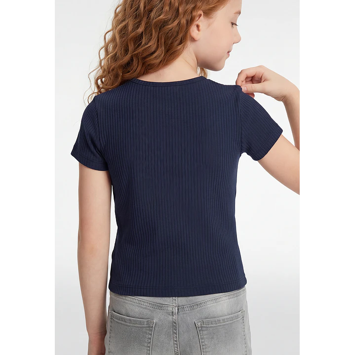 Polera Rib Tachas Niña Azul 3