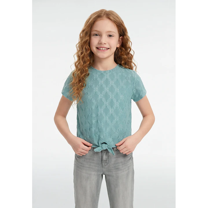 Polera Brodery Nudo Niña Celeste 1