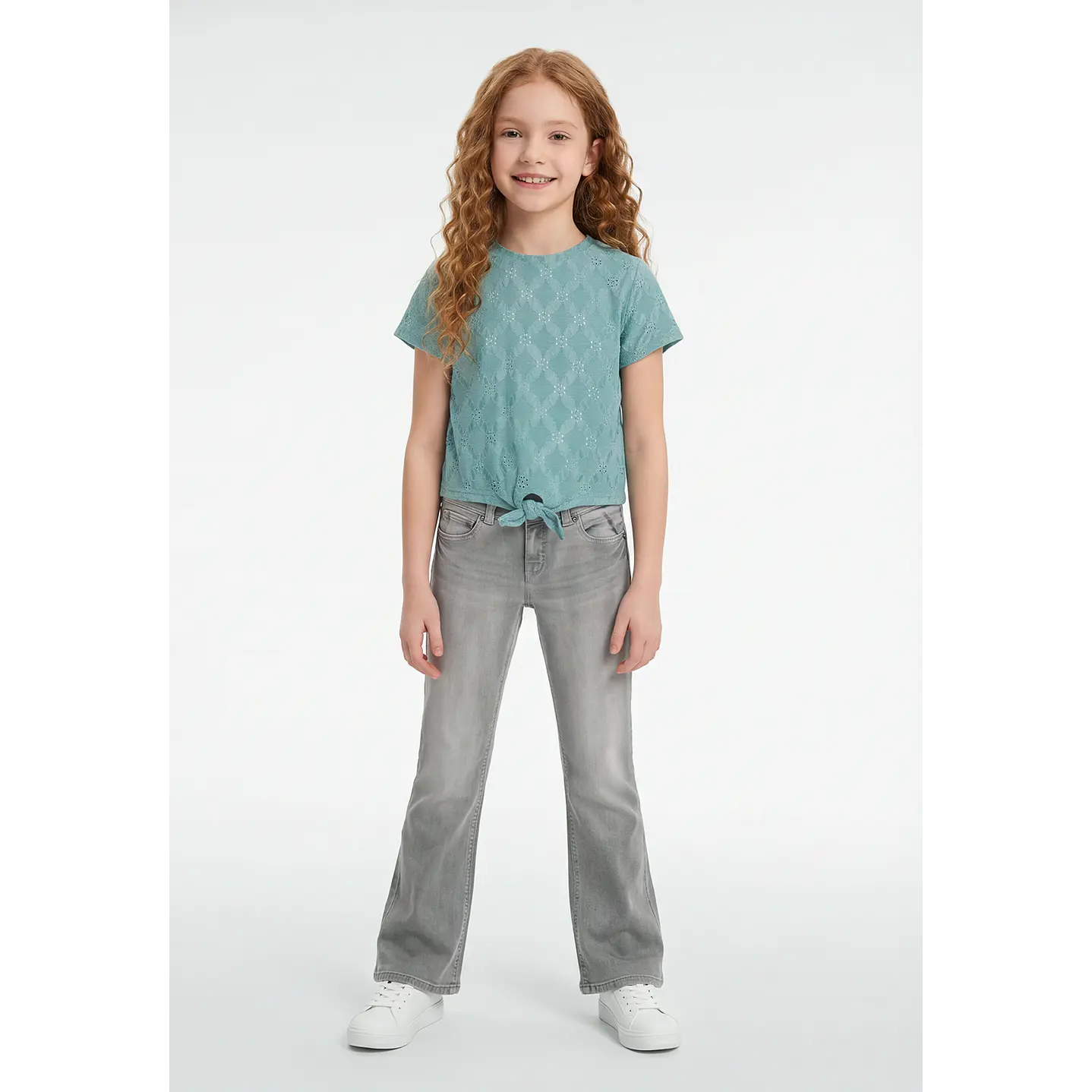 Polera Brodery Nudo Niña Celeste 4