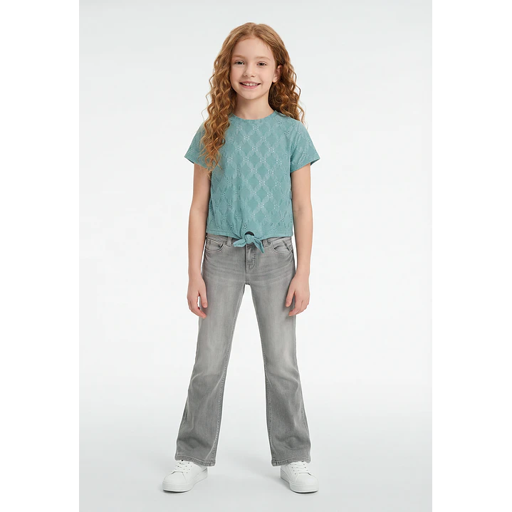 Polera Brodery Nudo Niña Celeste 4