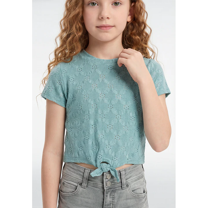 Polera Brodery Nudo Niña Celeste 2