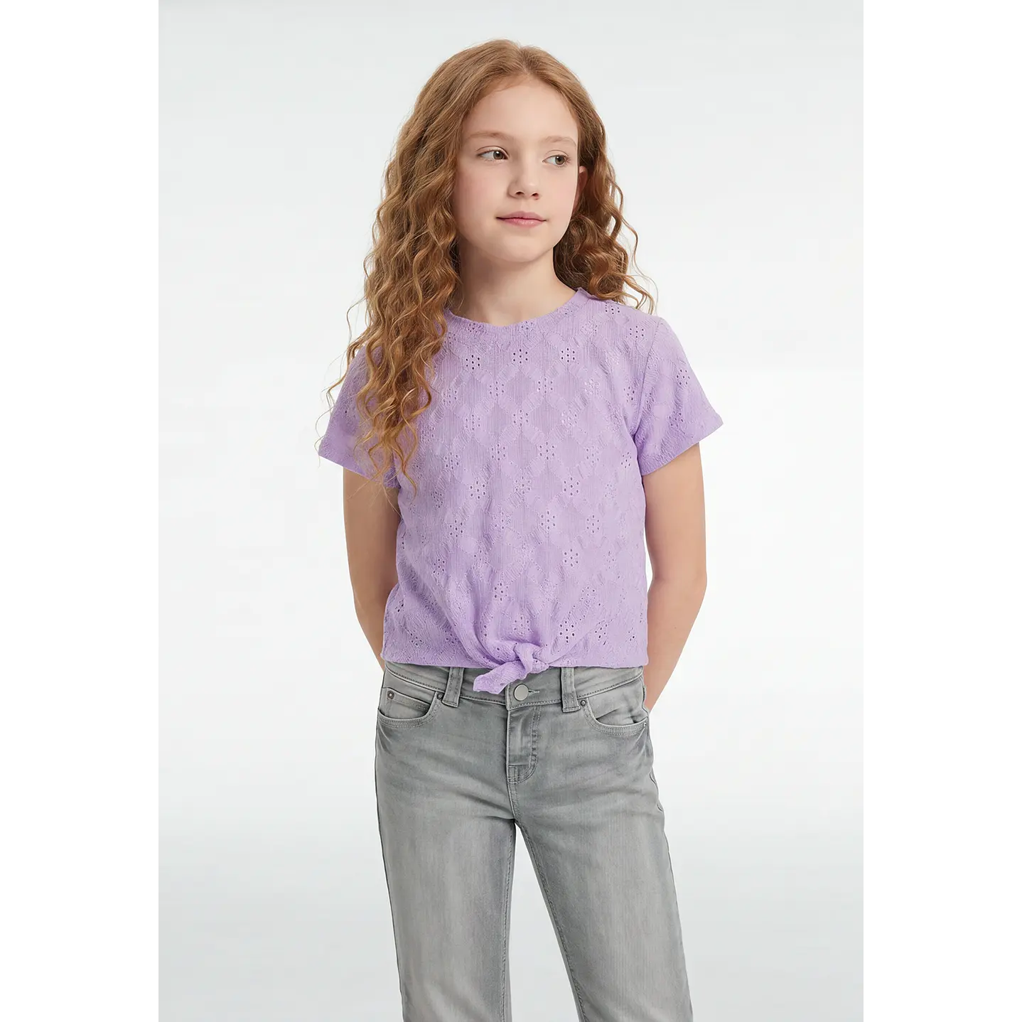 Polera Brodery Nudo Niña Lila 1